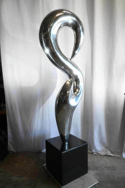 Giant Abstract Stainless Steel Sculpture on Marble Base 35"x25"x98"H
