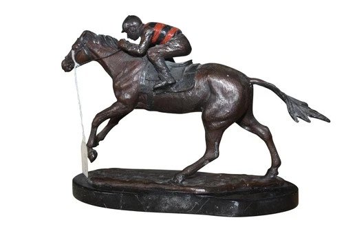Jockey on horse - Bronze Statue