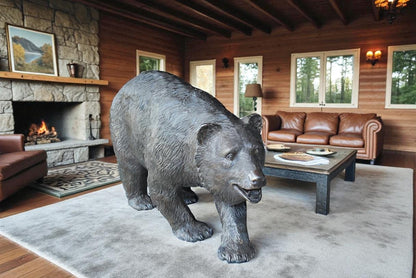 A Bear Walking Bronze Hand-Crafted Durable Design Statue - Welcome Sign Guest Greeter Decor for Patio Garden, Lawn, Home, Backyard - Home Decor - Art Decoration - 39" Length x 12" Width x 24" Height