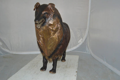 Collie Dog Bronze Statue -  Size: 31"L x 9"W x 24"H.