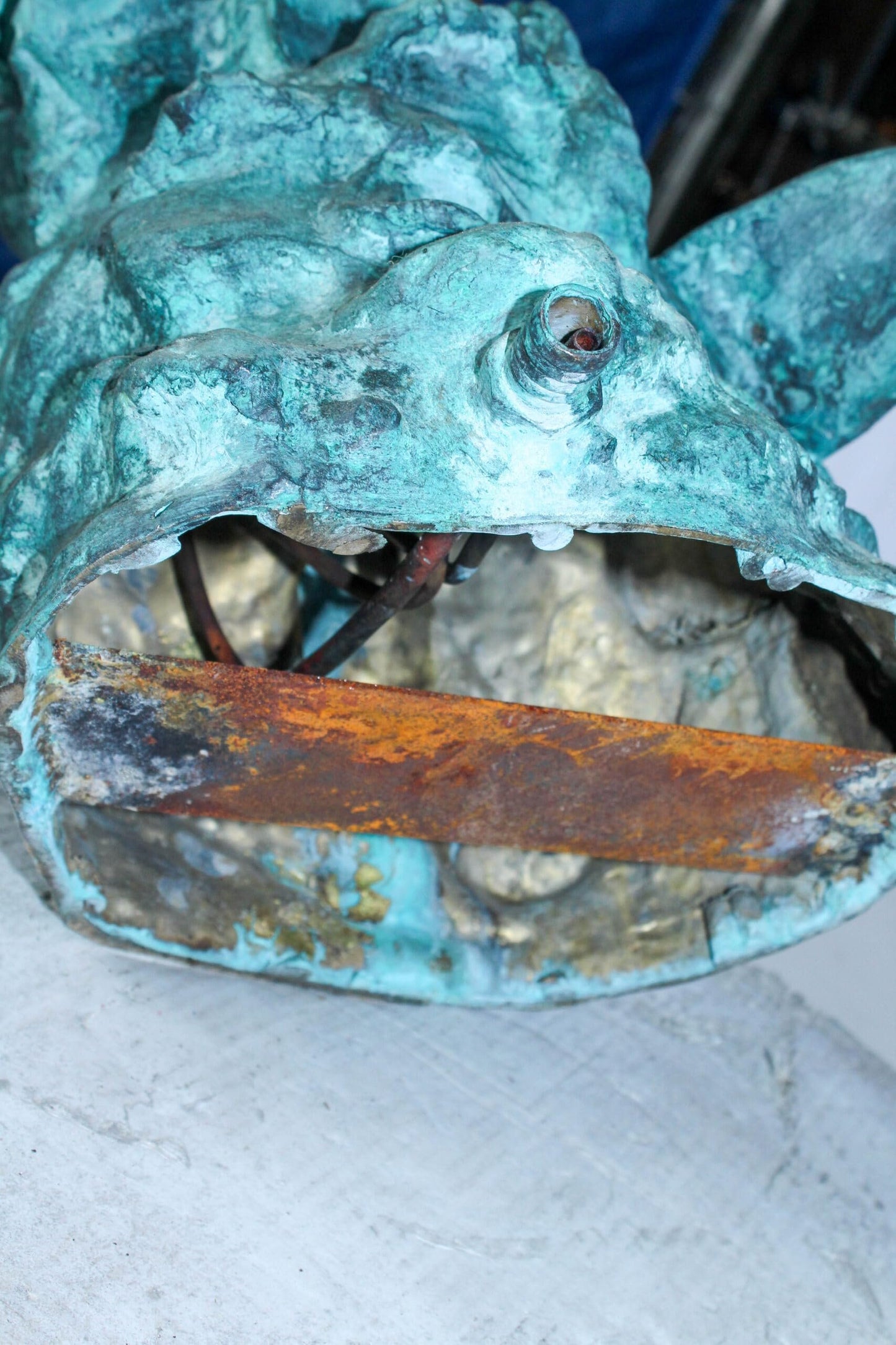 Nude Art Bronze Mermaid Fountain with Fish and Patina Finish 23" x 14" x 39"H