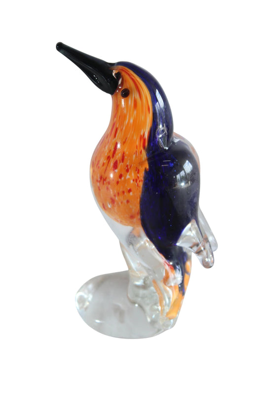 NIFAO Glass Kingfisher Bird Figurine Hand Blown Art Decor 4" x 3" x 7"H