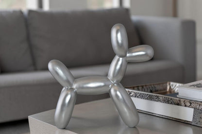 Silver Finish Balloon Dog Statue Made of Resin Size: 16" x 6" x 15"H