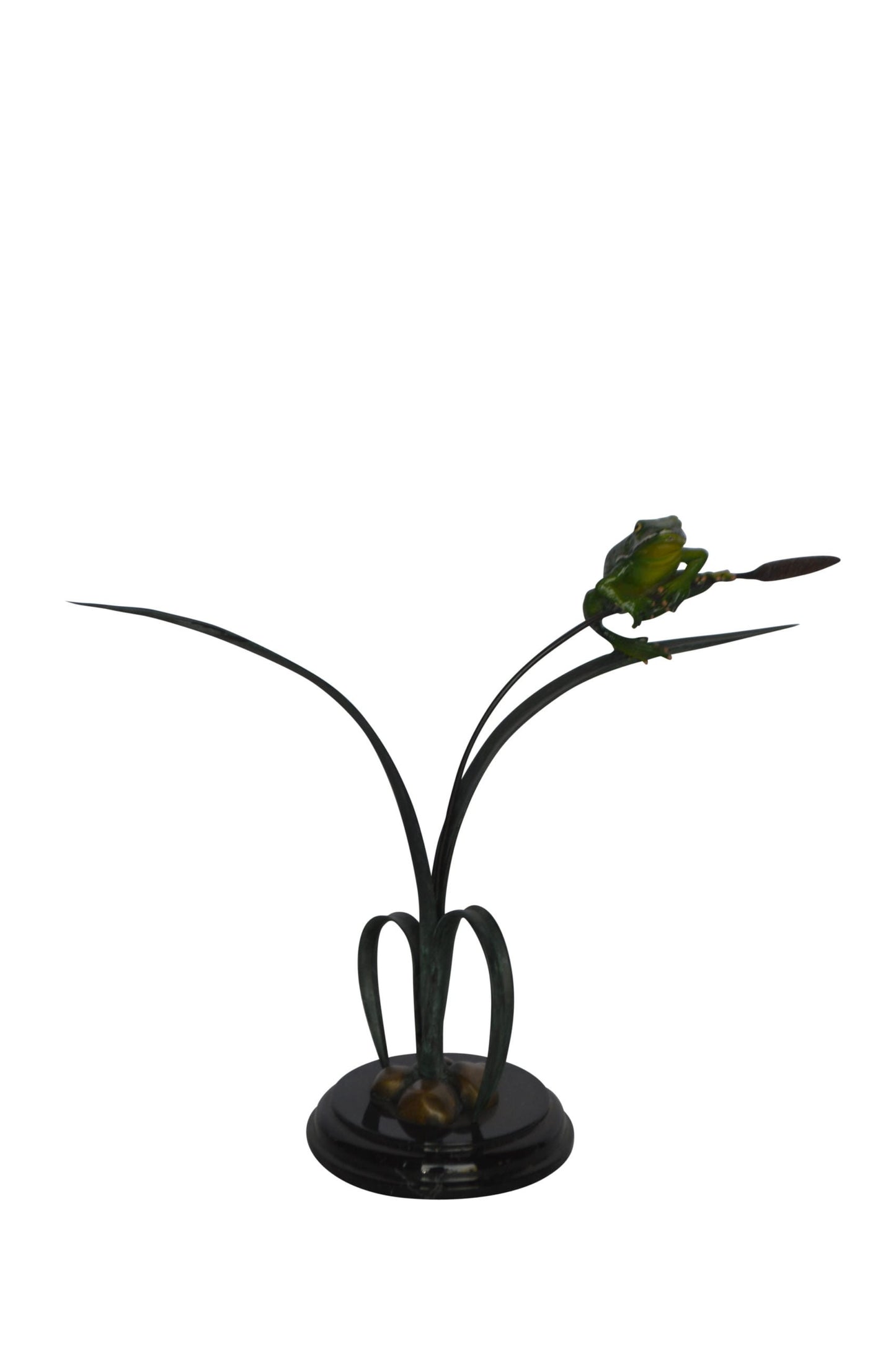 Resting Blue Frog Bronze Statue - Size: 16"L x 5"W x 12"H.