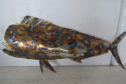 Mahi-Mahi fish laser cut steel wall mounted - Size: 26"L x 2"W x 14"H.