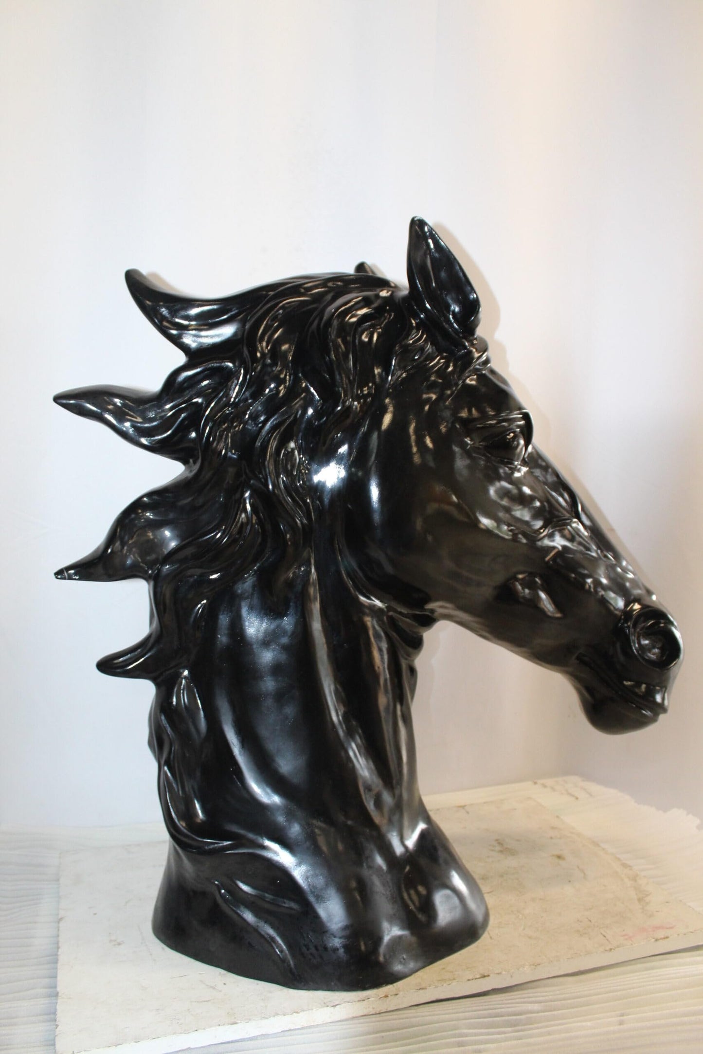 Pure Elegance, Fiberglass Black Stallion Bust 36" x 14" x 36"H