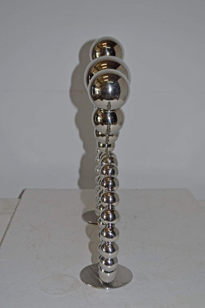 Modern Art Rider on His Bicycle Chrome Statue - Size: 22"L x 4"W x 17"H.