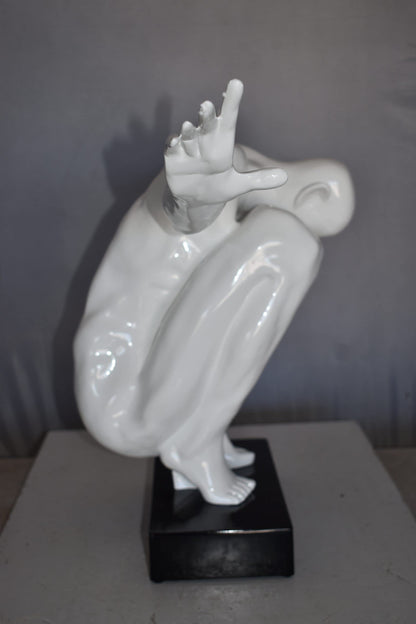 White Saluting Body Builder Made of Resin Mounted on Base Size: 37" x 14" x 19"H