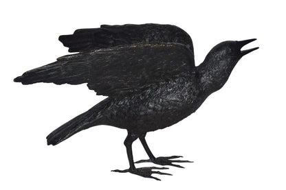 Raven with Open Wings Bronze Statue - Size: 16"L x 25"W x 15"H.