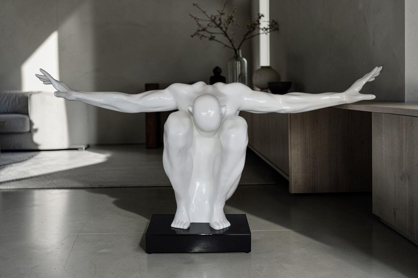 White Saluting Body Builder Made of Resin Mounted on Base Size: 37" x 14" x 19"H