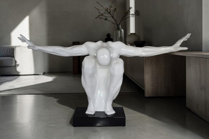 White Saluting Body Builder Made of Resin Mounted on Base Size: 37" x 14" x 19"H