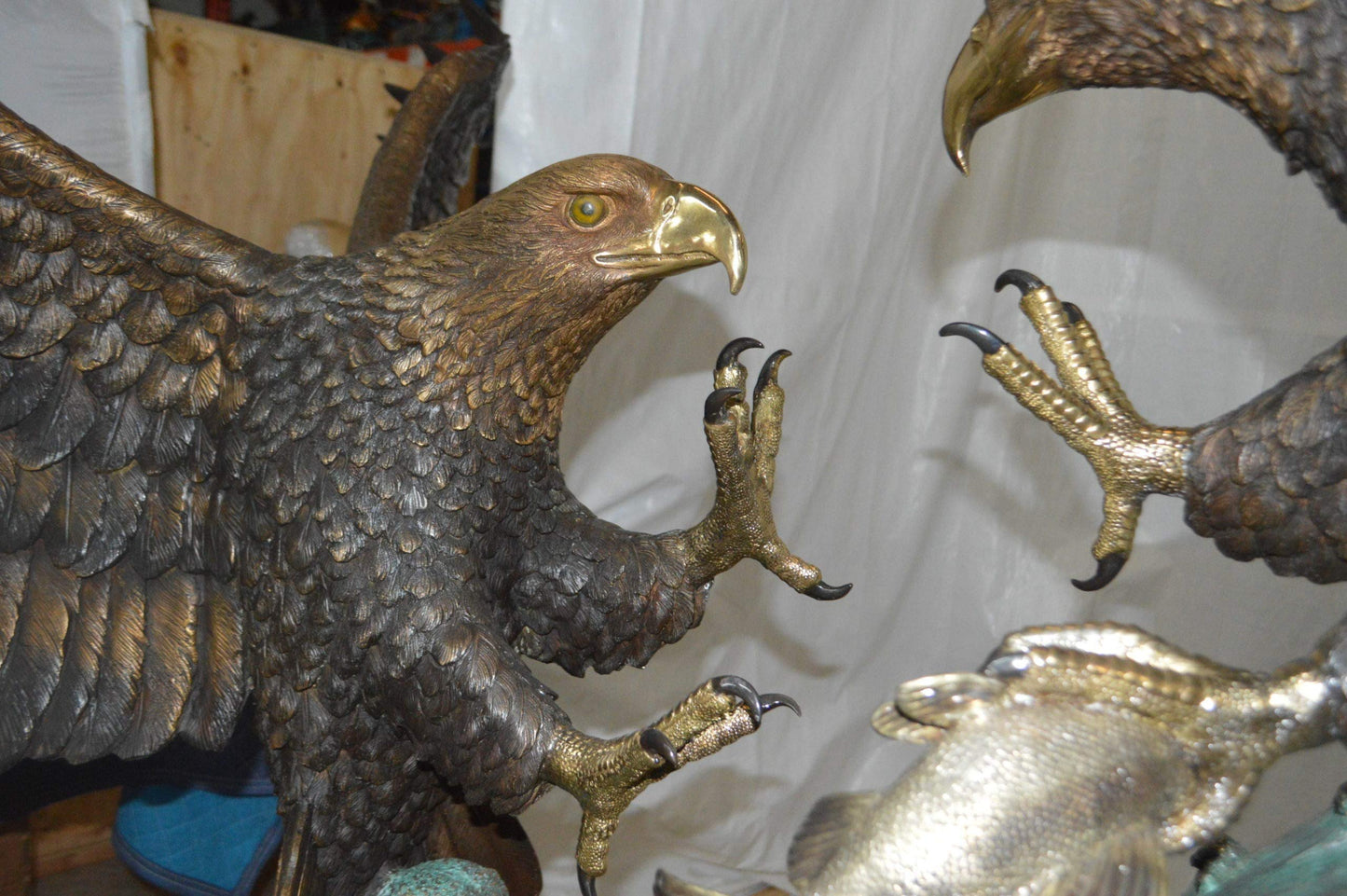Opposing Eagles Bronze Statue - Size: 90"L x 69"W x 90"H.