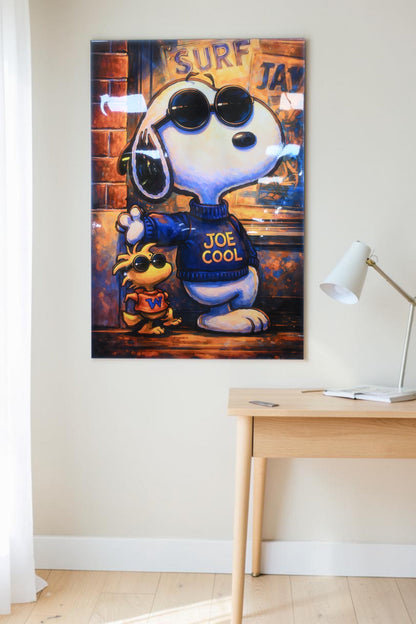 Snoopy Joe Cool Pop Art Resin Covered Canvas 40"x60"