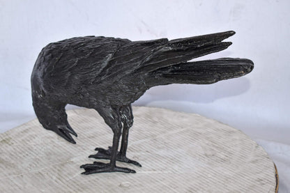 Raven Looking Down Bronze State - Size: 19"L x 5"W x 11"H.