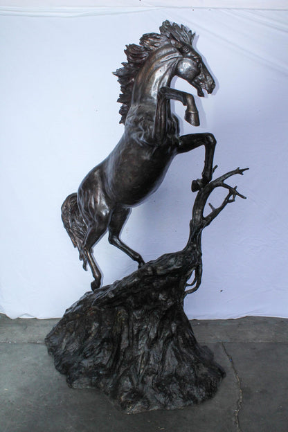 Life Size Bronze Rearing Horse Sculpture by J. Dagan 60" x 37" x 81"H