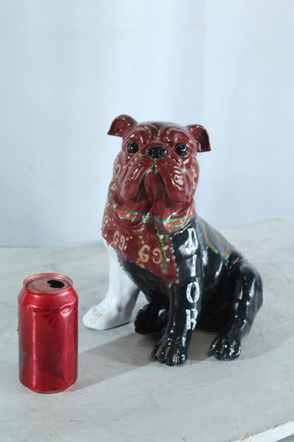 NIFAO Resin Bulldog Statue Fashion Inspired Hand Painted Decor 9" x 10" x 12"H