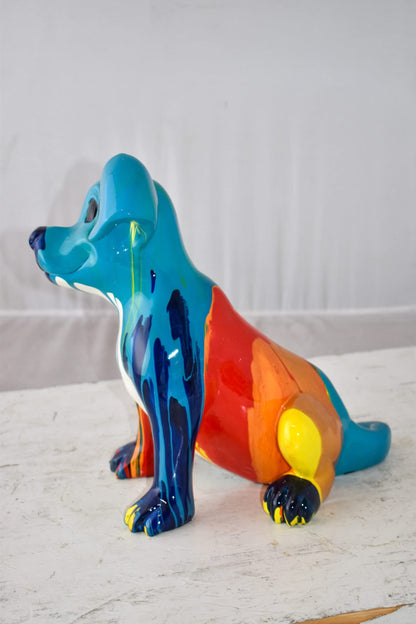 Colorful Jack Russel Terrier Dog Resin Statue Size: 13" x 12" x 8"H