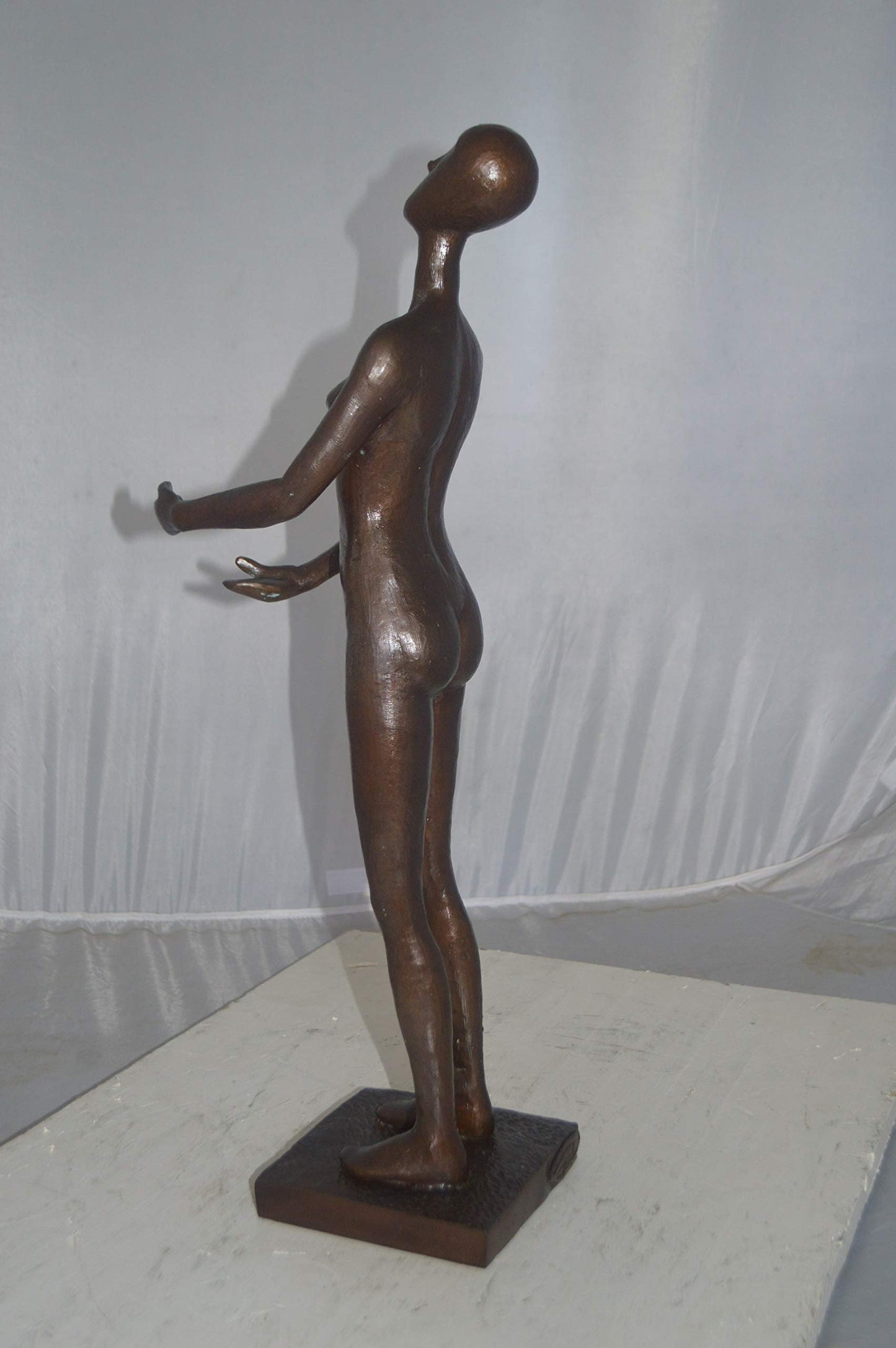 Abstract of Nude Girl Standing Bronze Statue Art Nude -  Size: 6"L x 6"W x 24"H.