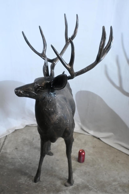 Life Size Aluminum Standing Deer Stag Statue 48"x30"x55"H