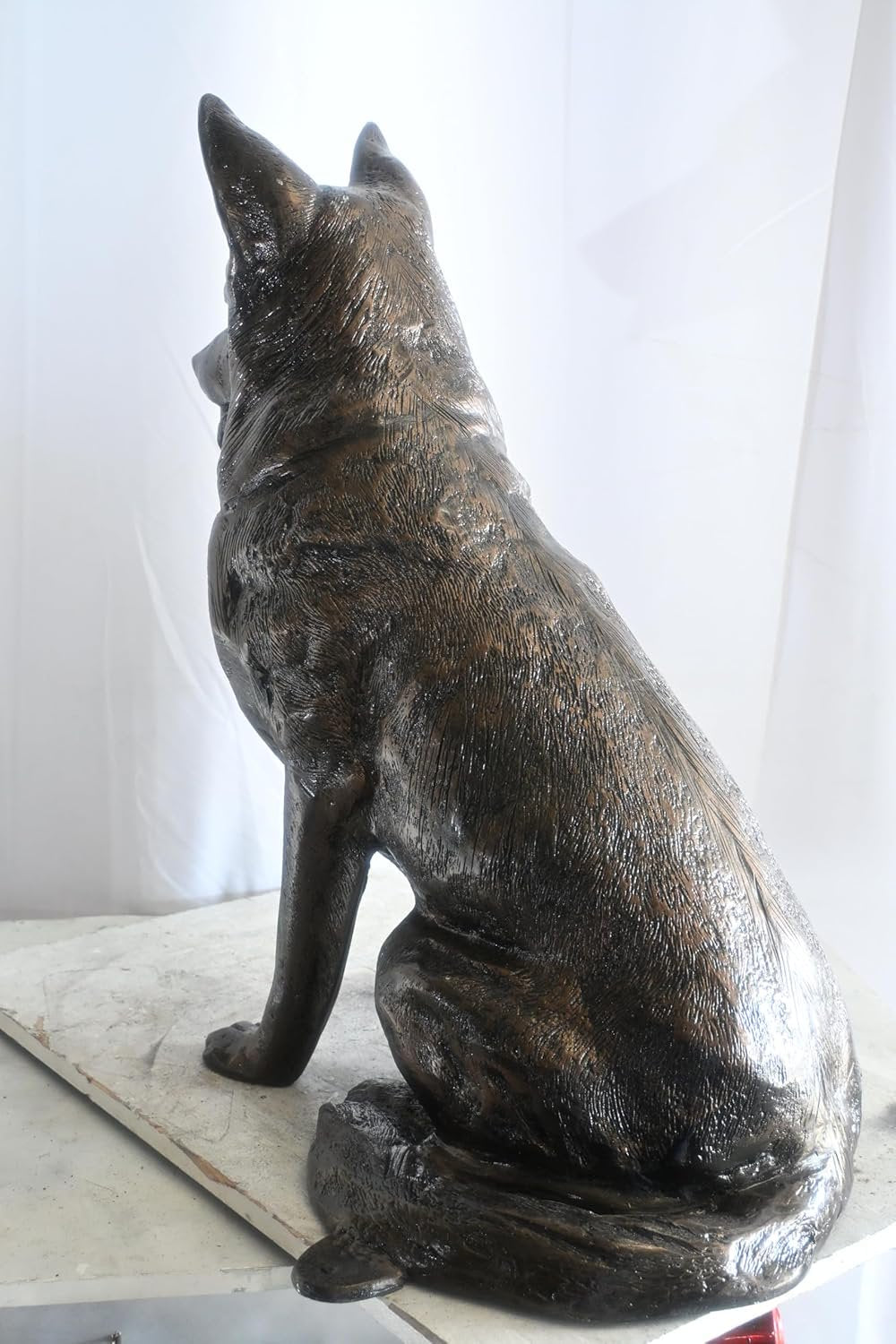 Alert Sitting German Shepherd Handcrafted Aluminum Decor 29"x18"x31"H