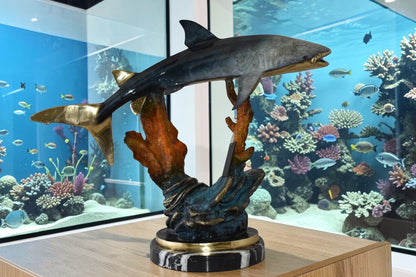 Whale Shark Swimming in The Ocean Bronze Statue Size: 31" x 14" x 26"H