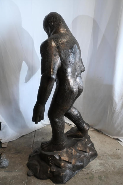 Aluminum Bigfoot Sasquatch Statue on Rock Base 38"x29"x77"H