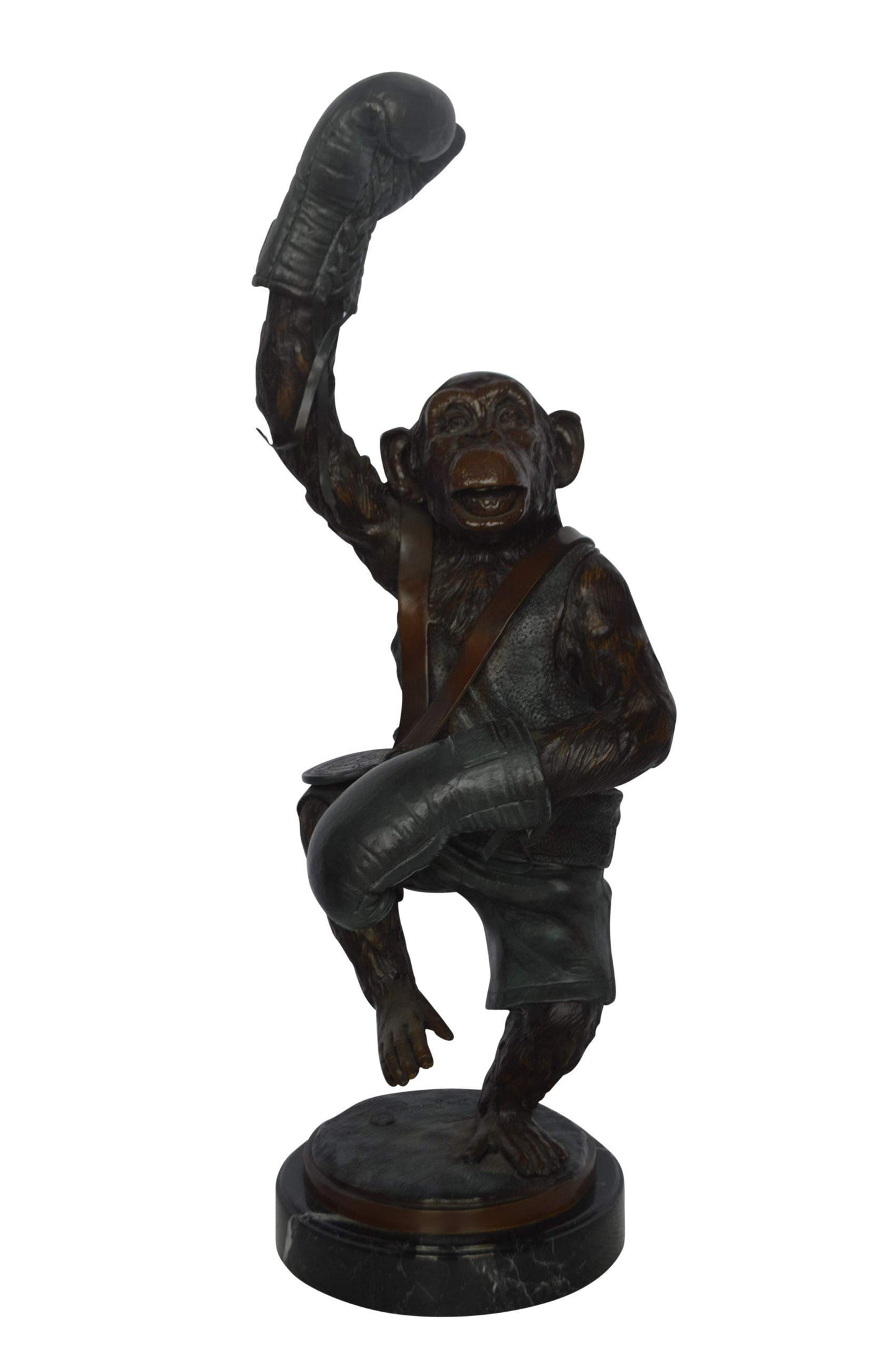 Nifao Boxing Monkey Bronze Statue - Humorous Bronze Monkey Sculpture - Size: 10"L x 12"W x 33"H.