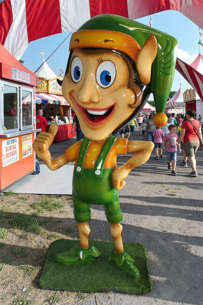 Fiberglass Clown Green hat Statue, Big Top Charm for Your Space 35" x 22" x 70"H