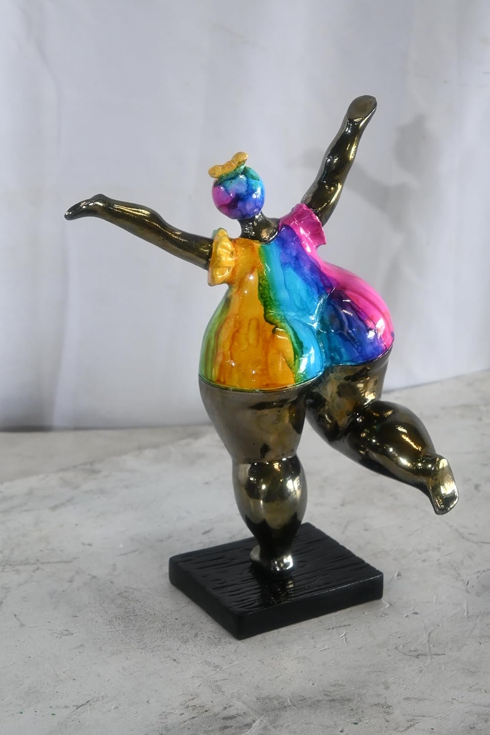 Voluptuous Woman Dancing Statue Painted Aluminum Pop Art 10"x7"x14"H