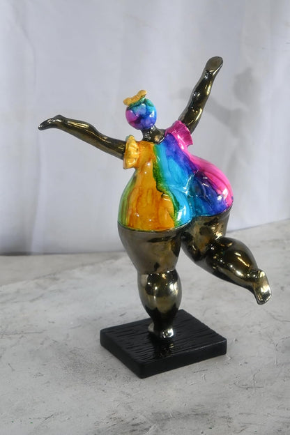 Voluptuous Woman Dancing Statue Painted Aluminum Pop Art 10"x7"x14"H