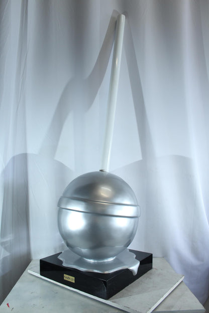 NIFAO Giant Silver Lollipop Sculpture Metallic Pop Art Resin Statue 22"x20"x70"H