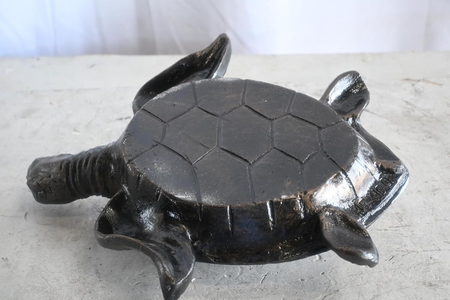 Hand Sculpted Sea Turtle Tabletop Aluminum Coastal Decor 15"x8"x10"H