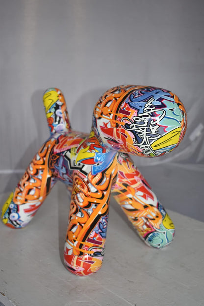 Modern Looking Graffiti Dog Statue Made of Resin Size: 16" x 10" x 14"H