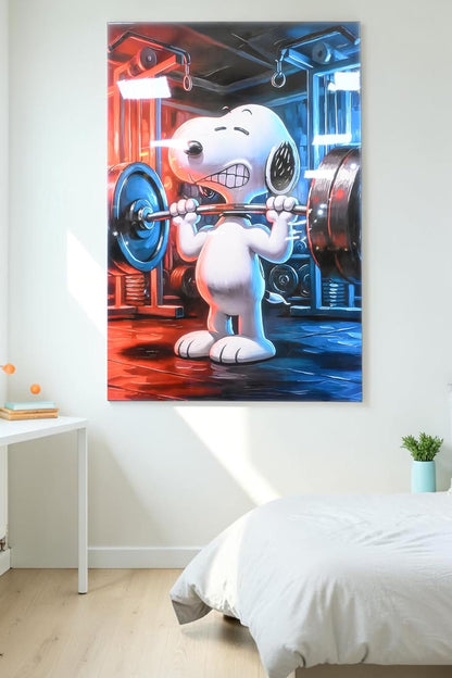 Snoopy Weightlifting Gym Pop Art Resin Canvas 40"x60"