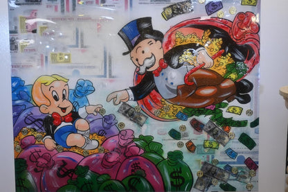 Richie Rich and Monopoly Man Money Pop Art Canvas 50"x40"
