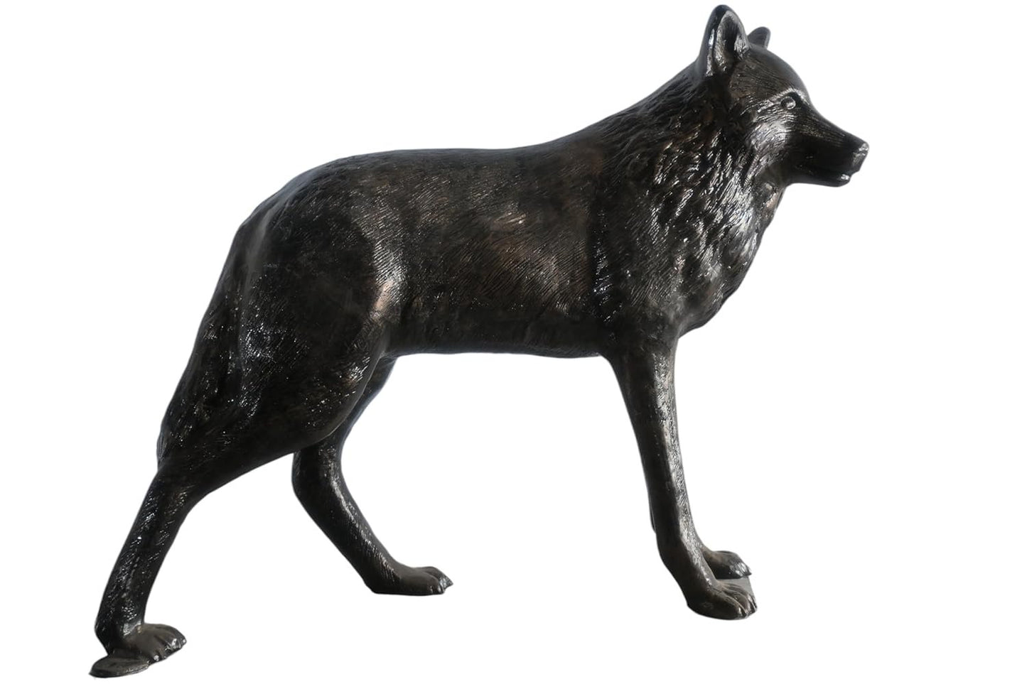 Realistic Life Size Standing Wolf Aluminum Garden Statue 41"x15"x34"H