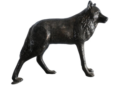 Realistic Life Size Standing Wolf Aluminum Garden Statue 41"x15"x34"H