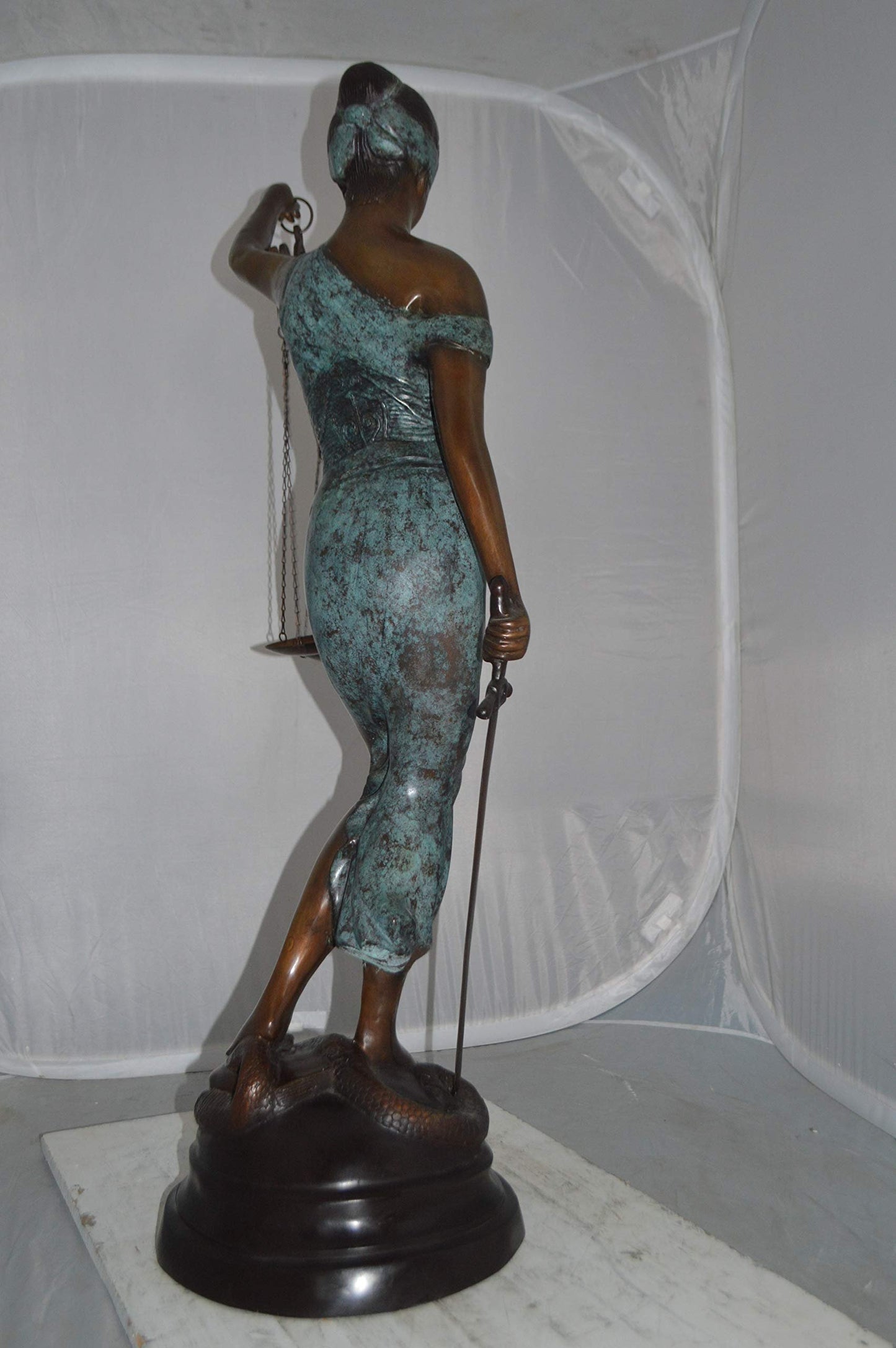Lady Justice Large Bronze Statue -  Size: 22"L x 13"W x 44"H.