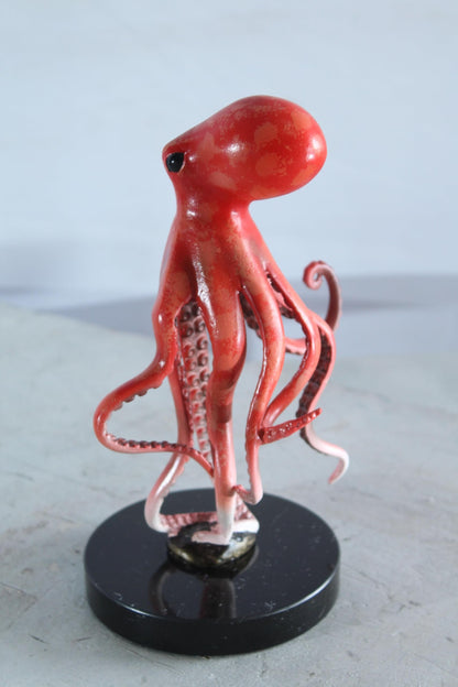 NIFAO Bronze Octopus Statue on Marble Base Coastal Tabletop Decor 6" x 5" x 11"H