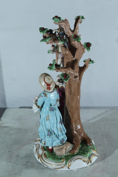 NIFAO Porcelain Cherry Picking Family Figurine Vintage Style 10"x9"x17"H