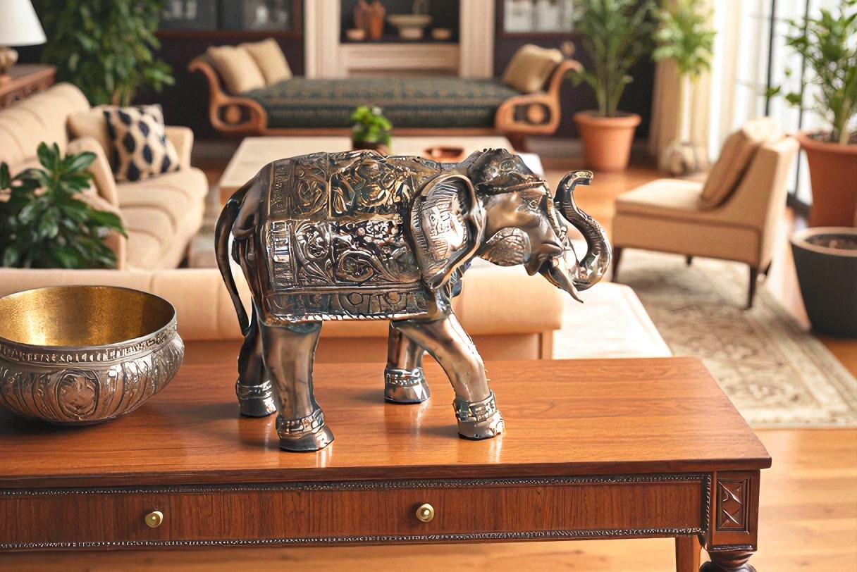 Aluminum Elephant Statue with Antique Design In Bronze Finish 28" x 13" x 19"H