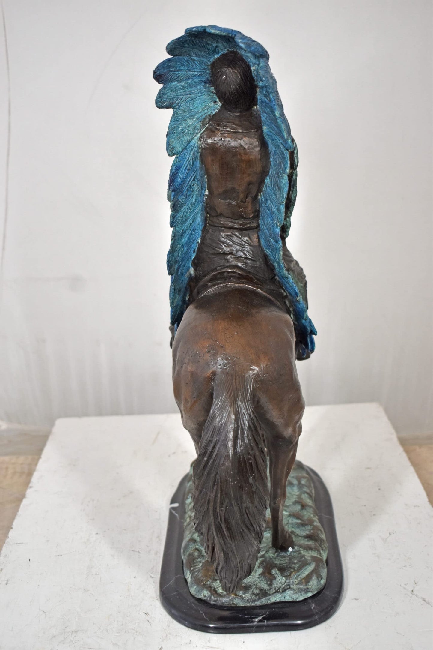 Indian man on his horse Bronze Statue Size: 18" x 8" x 23"H