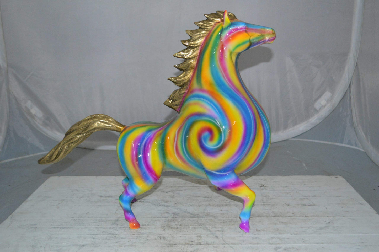 Modern Horse Bronze Statue -  Size: 19"L x 9"W x 19"H.