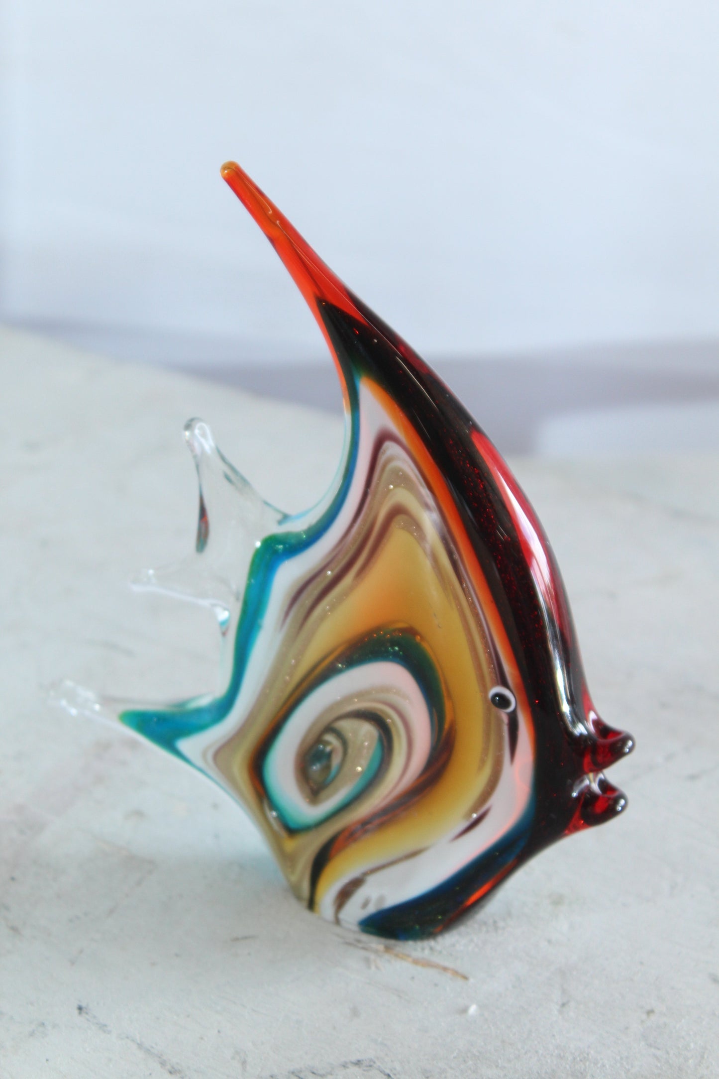 NIFAO Glass Angelfish Sculpture Coastal Art Decor 8" x 2" x 9"H