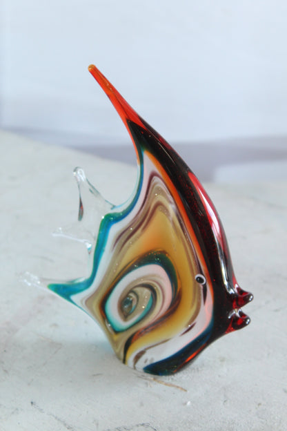 NIFAO Glass Angelfish Sculpture Coastal Art Decor 8" x 2" x 9"H