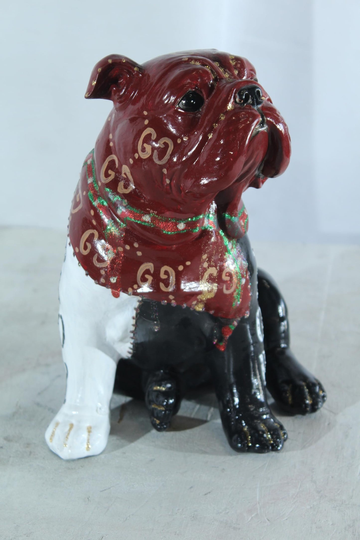 NIFAO Resin Bulldog Statue Fashion Inspired Hand Painted Decor 9" x 10" x 12"H