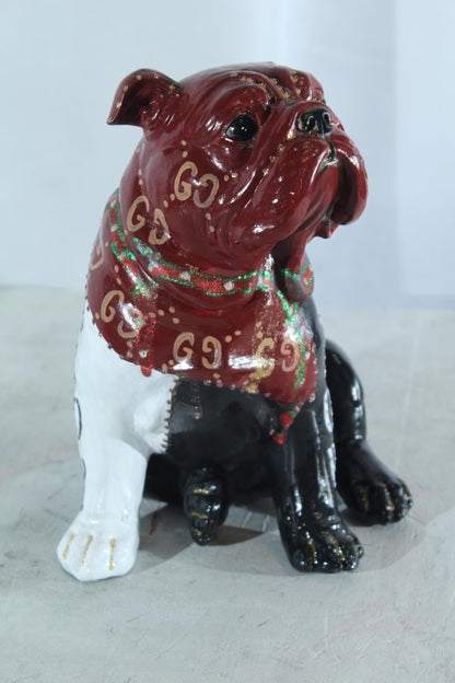 NIFAO Resin Bulldog Statue Fashion Inspired Hand Painted Decor 9" x 10" x 12"H