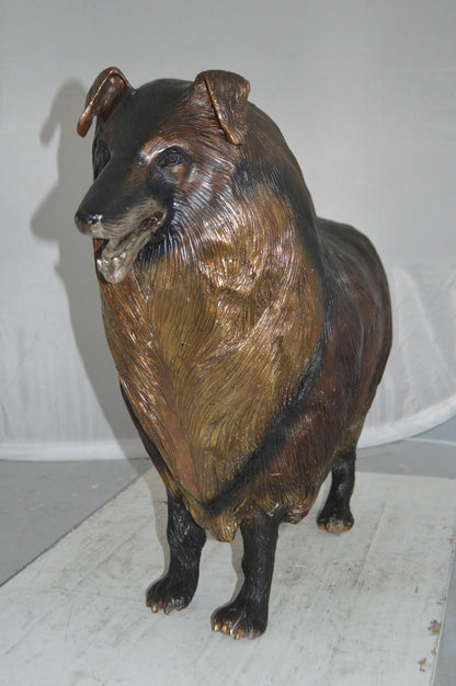 Collie Dog Bronze Statue -  Size: 31"L x 9"W x 24"H.