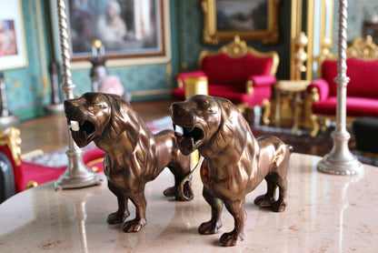 Aluminum Pair of Lions with Bronze Finish 19" x 12" x 14"H