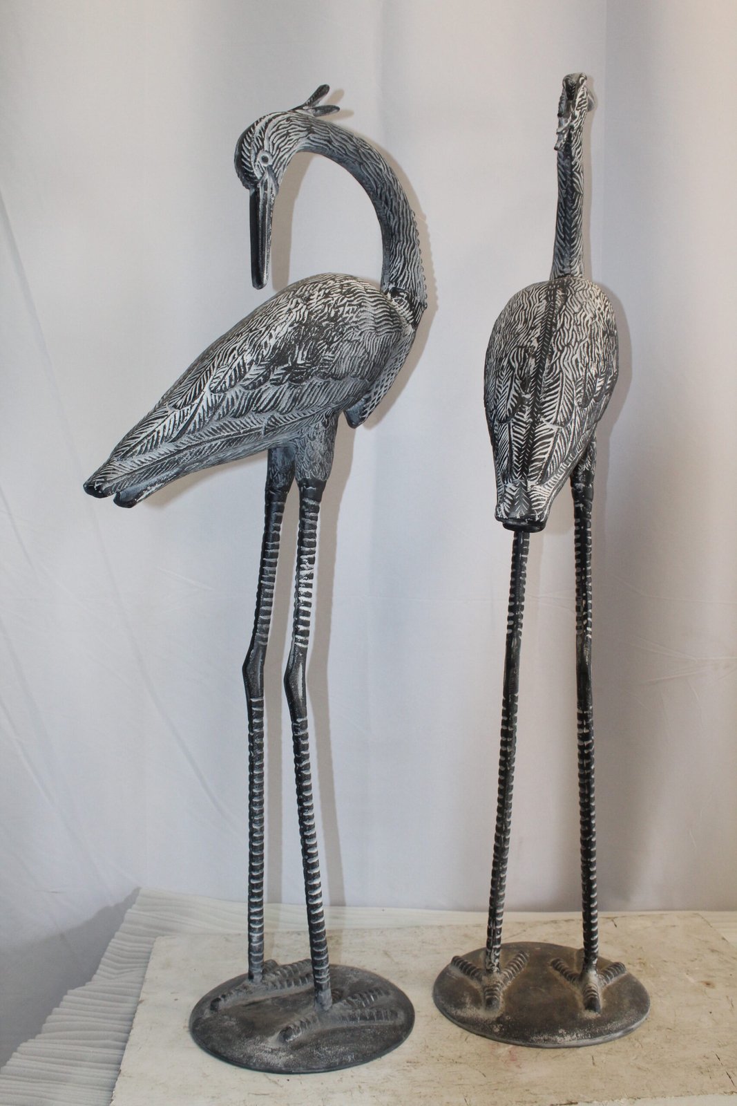 Aluminum Pair of Decorative Cranes, an Elegant Home Accent 26" x 11" x 48"H